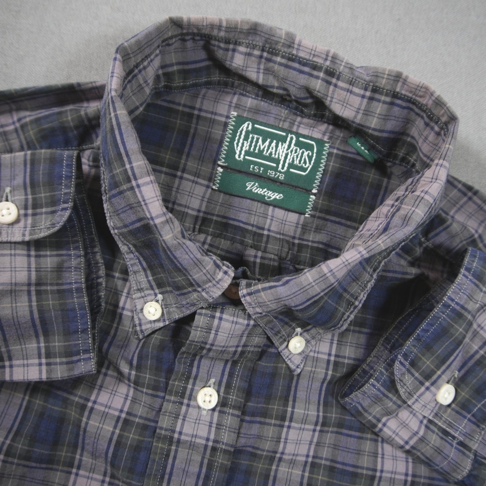 VTG Gitman Bros USA Plaid Men Shirt L Ivy Academia Offfice Prep Coastal Retro
